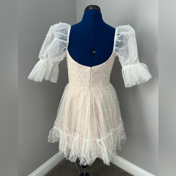 By Watters NWT Macaroon Bridal Bride Mini Dress with Pearls - Picture 13 of 14